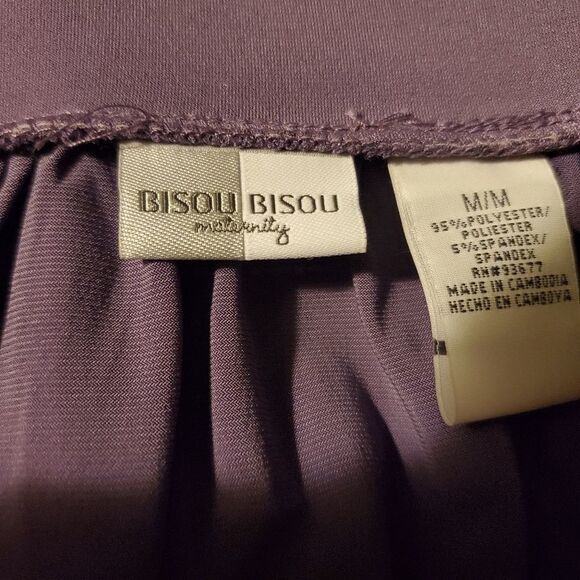 Bisou Bisou Ladies Size Medium Purple Square Neck Bronze Disk Maternity Top - Picture 2 of 5